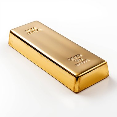 Beyaz Arkaplan 'da tek altın külçe. Altın külçe konsept görüntü. 3B Görüntü