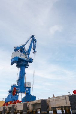 Chancay limanı. Peru 'da, Mega limanında, büyük gemi kapasitesine sahip Güney Amerika' daki COSCO Gemicilik firması tarafından yapım aşamasında. Chacay Lima, Peru.