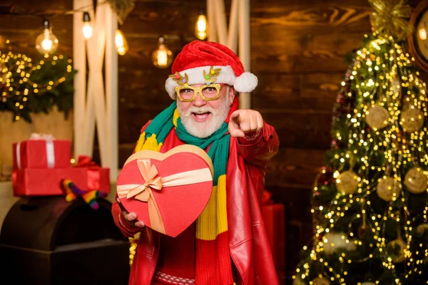 Oye Generosidad Ayuda Caridad Hombre Barbudo Mayor Santa Claus Celebrar — Foto de Stock