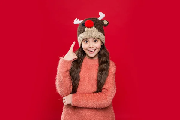 Ideia Criança Adolescente Chapéu Moda Inverno Isolado Vermelho Criança Adolescente — Fotografia de Stock