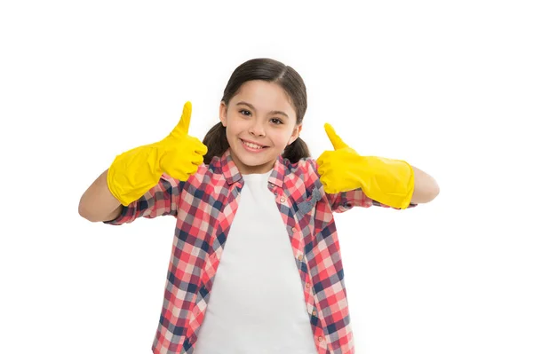Víkendy Nebyly Dělané Domácí Práce Úklid Čistící Prostředky Dívka Gumové — Stock fotografie