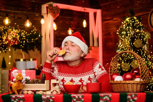 Ruikt Erg Lekker Kerstman Gaan Eten Voor Kerstman Kerstcompositie Klaar — Stockfoto