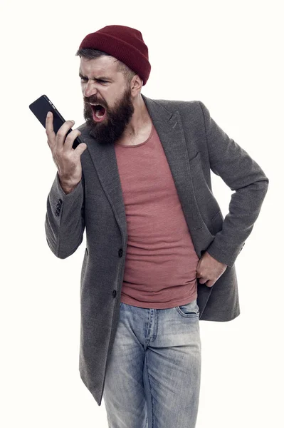 Hipster Smartphone Amigo Llamada Tipo Con Estilo Utilizar Teléfono Móvil — Foto de Stock