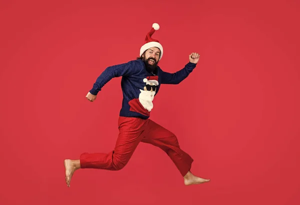 Positive Winter Holiday Party New Year Fun Santa Ctlaus Hat — Stock Photo, Image
