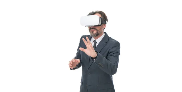 Geschäftskonzept Geschäftsmann Brille Virtuelle Realität Der Brille Lächelnder Geschäftsmann Mit — Stockfoto