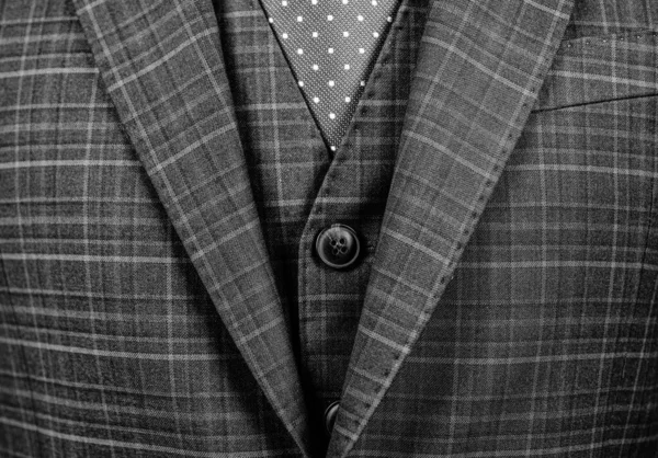 Rutig Manlig Kostym Jacka Klassisk Stil Närbild Manligt Mode — Stockfoto