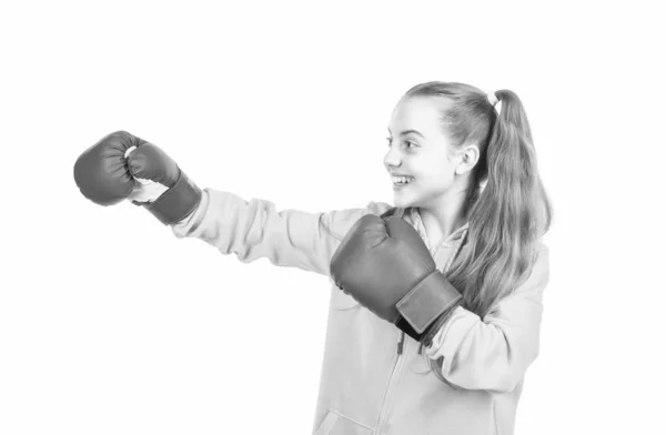 Glad Barn Boxare Boxningshandskar Redo Att Slåss Och Slå Isolerad — Stockfoto