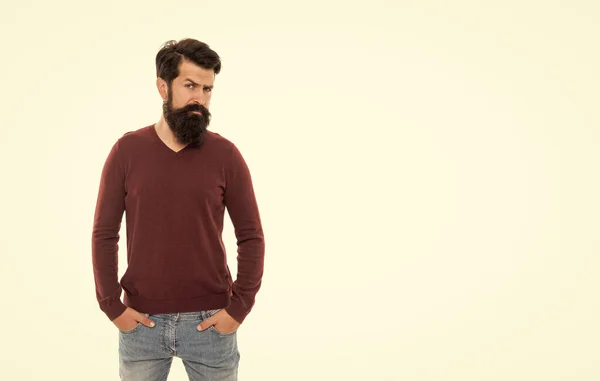 Mens Beauty Bearded Man Copy Space Mature Man Beard Hair — Fotografia de Stock