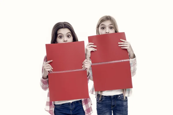 Prepare Exam Girls Hold Textbooks White Background School Exam Concept — Stock Photo, Image