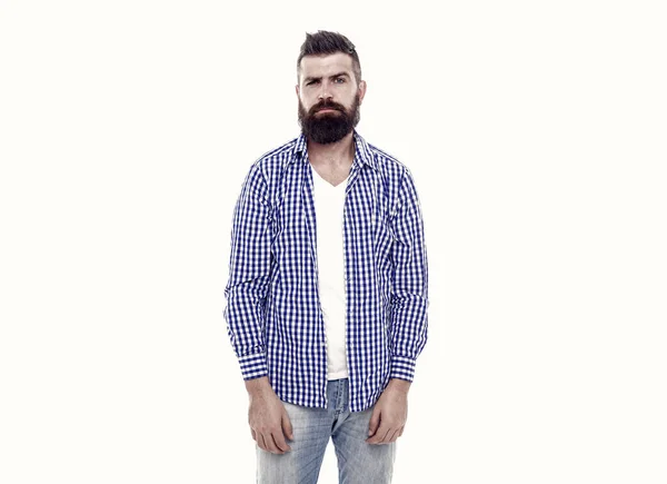 His Perfect Style Charisma Confidence Confident Bearded Man Casual Checkered — Stock Photo, Image