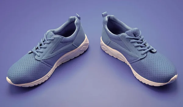 Paar Schuhe Zum Training Auf Blauem Hintergrund Schuhe — Stockfoto