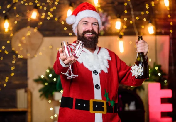 Kış Tatilini Kutlayın Keyfinize Bakın Sakallı Adam Noel Baba Noel — Stok fotoğraf