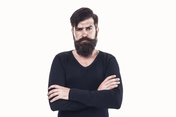 Brutal Hipster Con Pelo Barba Sobre Fondo Blanco Hombre Barbudo — Foto de Stock