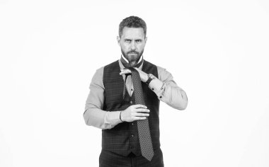 Başarılı yakışıklı iş adamı kravatı beyaz, modaya uygun..