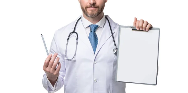 Cropped View Doctor Clinical Record Doctor Showing Clinical Record Doctor — Stock Photo, Image