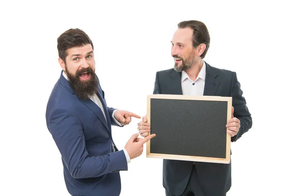 Official Presentation Men Bearded Guys Wear Formal Clothes Handsome Business — Stock Photo, Image