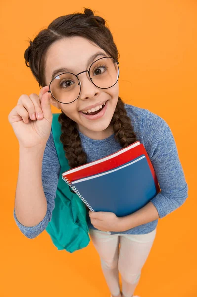 School Student Small Girl Going School Knowledge Day Glad See — Stock Photo, Image