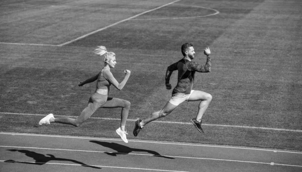 Sport Couple Team Sportswear Running Stadium Stamina — Stock Photo, Image
