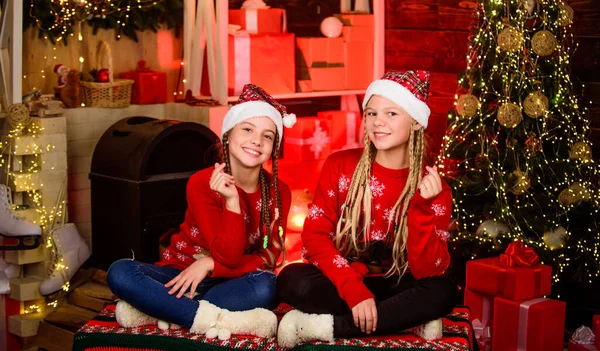 Feliz Navidad Mejores Amigos Para Siempre Niños Encantadores Niños Alegre — Foto de Stock