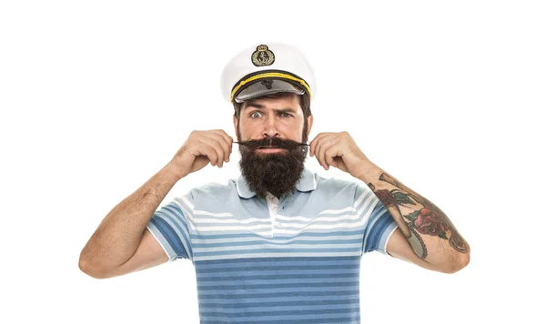 すべてのヒップスターはひげが必要です 白で隔離されたヒップスターツイル口ひげ 髭を生やしたシーマンは髭を生やしている ブルータルヒップスタースタイル バーバーショップ 海の航海 目的地へ 夢を探ろう — ストック写真