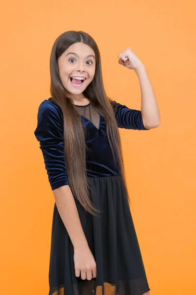Perfect Day Happy Successful Teen Girl Amazed Kid Express Positivity — Stock Photo, Image