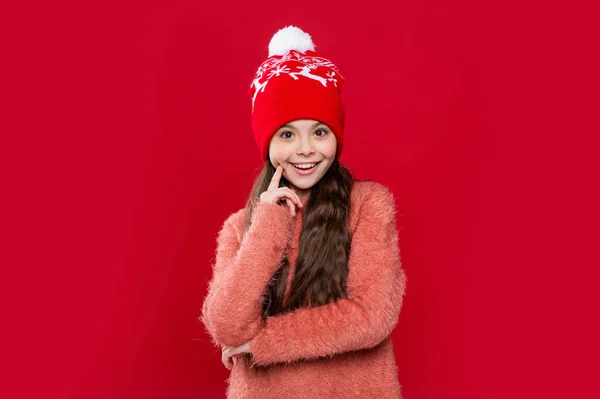 Moda Inverno Para Criança Adolescente Feliz Chapéu Malha Modelo Adolescente — Fotografia de Stock