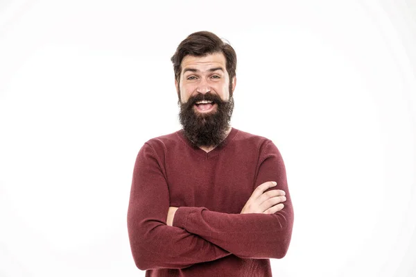 Ist Wirklich Überrascht Fröhlicher Hipster Nach Dem Friseur Männermode Bartpflege — Stockfoto