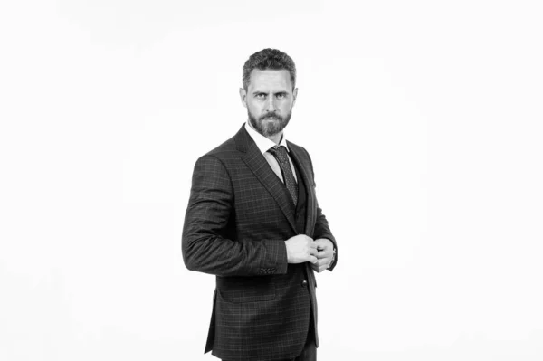 Handsome Confident Businessman Formalwear Isolated White Management — Stock Photo, Image