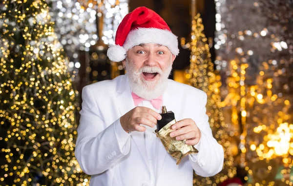 Mejor Regalo Navidad Concepto Belleza Gente Hombre Feliz Con Fondo — Foto de Stock
