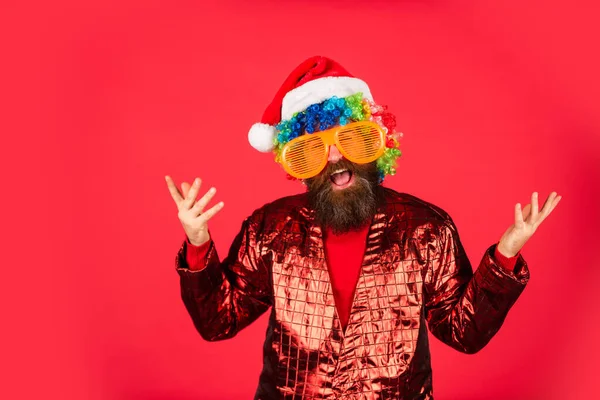 Scusa Babbo Natale Naughty Sente Bene Uomo Barbuto Festeggia Natale — Foto Stock