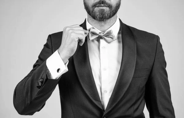 Beskärd Skäggig Affärsman Med Borst Manlig Skönhet Och Mode Herrkläder — Stockfoto
