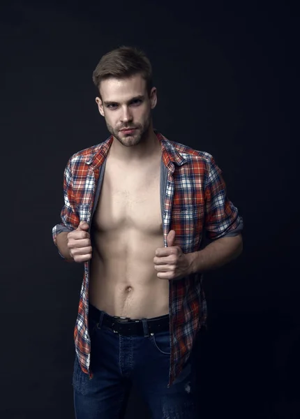 Perfect Lichaam Spierromp Zes Pakjes Mannelijke Trekken Concept Mannelijke Mode — Stockfoto