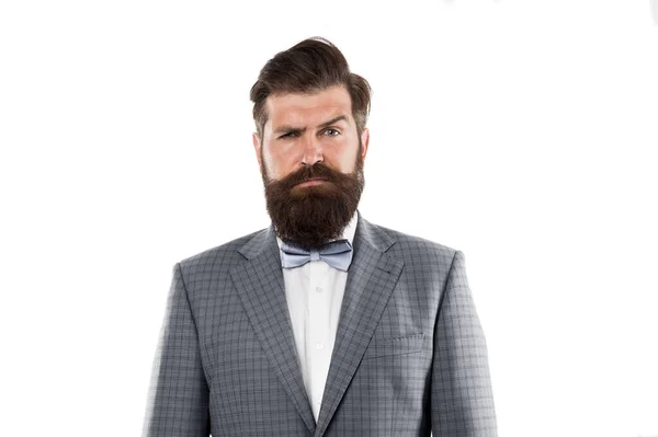欢迎参加聚会 企业庆祝活动 成功的商人经理 商人的概念 自信的商人 英俊的留着胡子的男人 穿着正装 业务战略 思想的简单化 — 图库照片