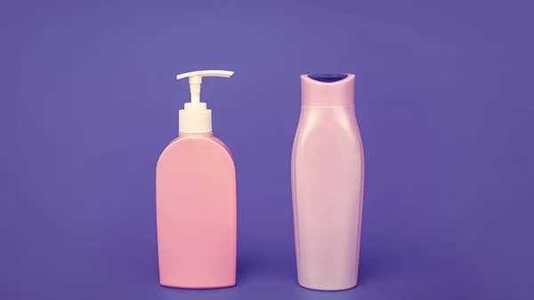 Kozmetik Sıvıları Depolama Ihtiyaçlarınızı Karşılamak Şampuan Saç Kremi Şişeleri Tuvalet — Stok fotoğraf