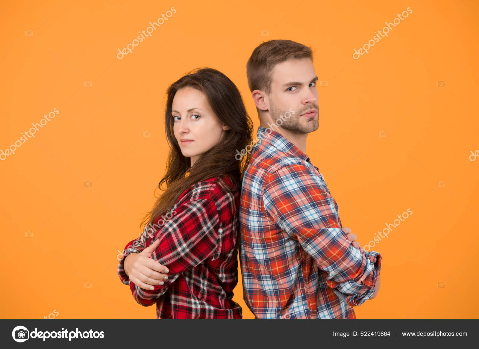 Adult Siblings Sister Brother Confident Team Back Back Standing Man — Stock  Photo © stetsik #622419864