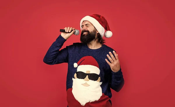 Подарок Покупка Подарков Новым Годом Счастливого Рождества Веселый Бородатый Мужчина — стоковое фото