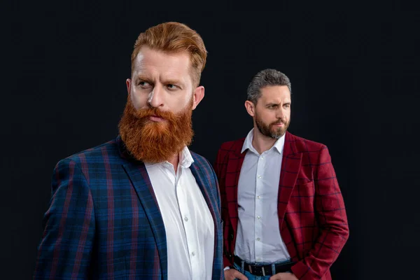 Selective Focus Bearded Men Menswear Elegant Men Wearing Menswear Studio — Stock Photo, Image