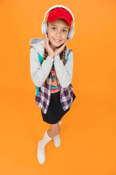 Cool Schoolgirl Teens Fashion Cheerful Teenager Small Child Girl Long — 스톡 사진