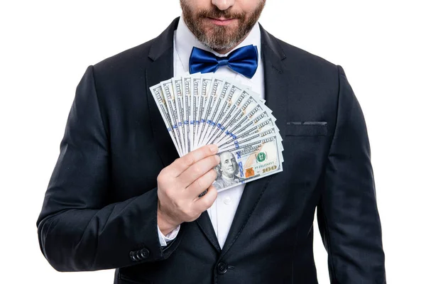 Vágott Kilátás Gazdag Ember Nyert Jackpot Pénzt Gazdag Milliomosnak Vannak — Stock Fotó