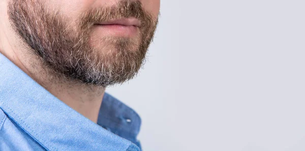 Ausgeschnittene Ansicht Mit Kopierraum Eines Bärtigen Mannes Mit Bart Studio — Stockfoto