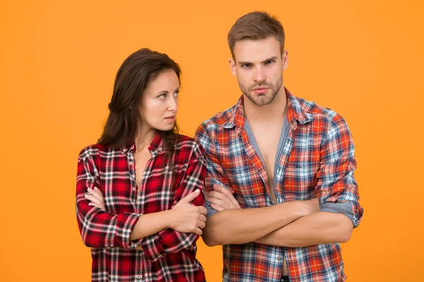 Problems Relationship Couple Break Family Psychology Man Woman Checkered Shirt — 스톡 사진