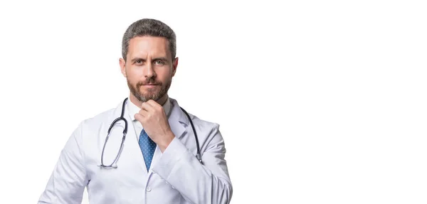 Lekarz Stetoskopem Lekarz Odizolowany Biało Lekarz Medycyny Przestrzeń Kopiowania — Zdjęcie stockowe