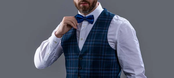 Tuxedo Man Wear Menswear Fashion Fix Bowtie Cropped View Elegant — Stock Photo, Image