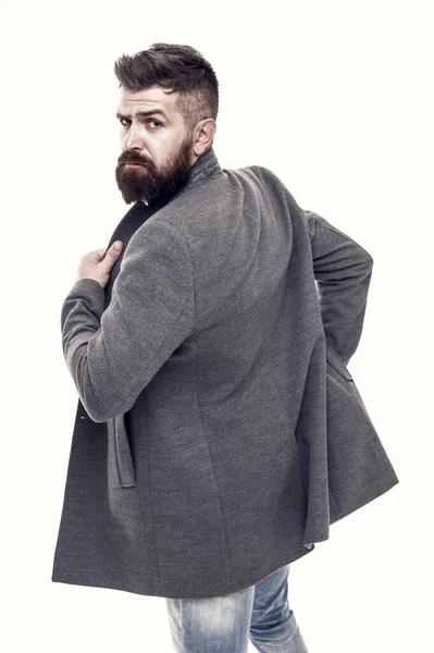 Listo Para Otoño Modelo Masculino Moda Con Abrigo Cálido Otoño — Foto de Stock