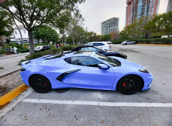 Los Ángeles California Abril 2021 Chevrolet Corvette Azul Super Vista —  Fotos de Stock