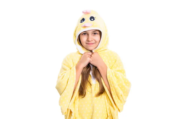 Cheerful Teen Girl Pajama Isolated White Background Teen Girl Wear — Stock Photo, Image