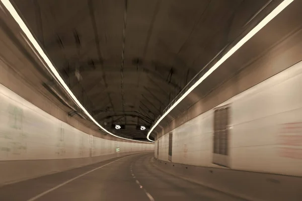Underground Tunnel Road Tunnel Motion Car Light Trails Transportation Background — Stock Photo, Image