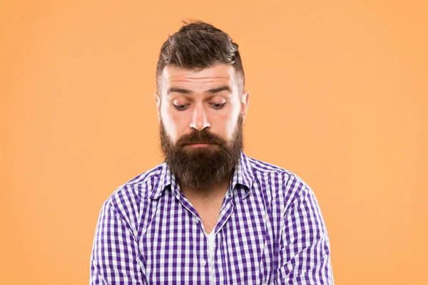 Barba Tão Distinta Como Brutal Caucasiano Com Barba Fundo Amarelo — Fotografia de Stock