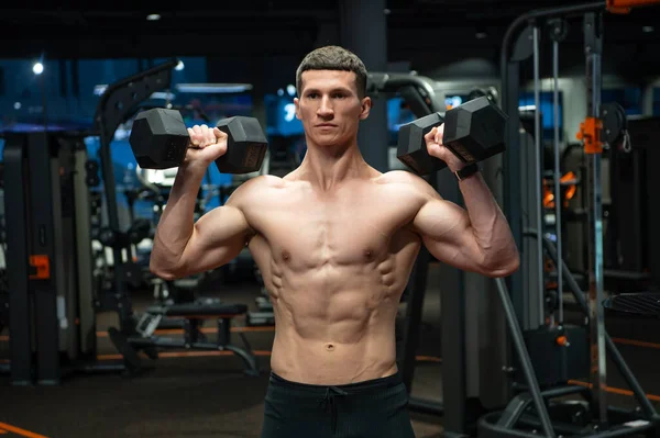 Sportler Machen Gewichtheben Mit Der Hantelstange Fitnessstudio Gewichtheben Praktizierender Athlet — Stockfoto