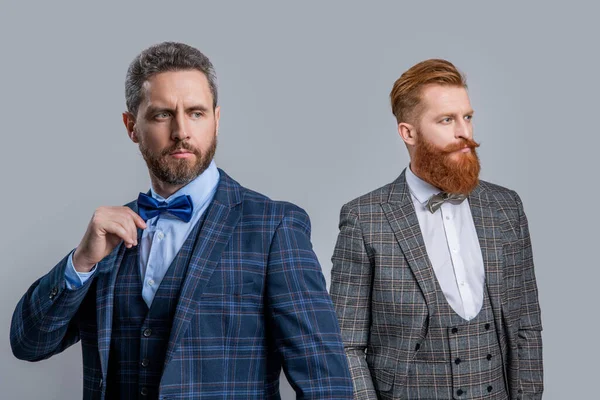 Studio Shot Caucasian Men Wearing Bowtie Tuxedo Elegant Men Formal — Stock Photo, Image